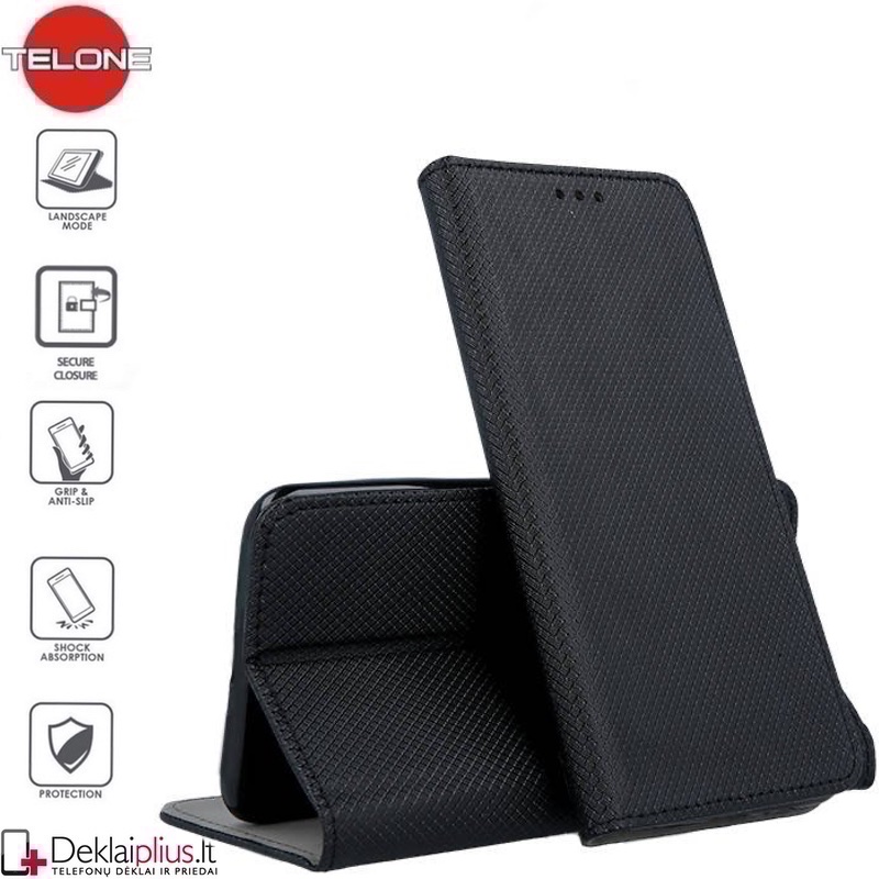 Telone smart magnet serijos atverčiamas dėklas - juodas (A21S) Telone smart magnet serijos atverčiamas dėklas - juodas (A21S)